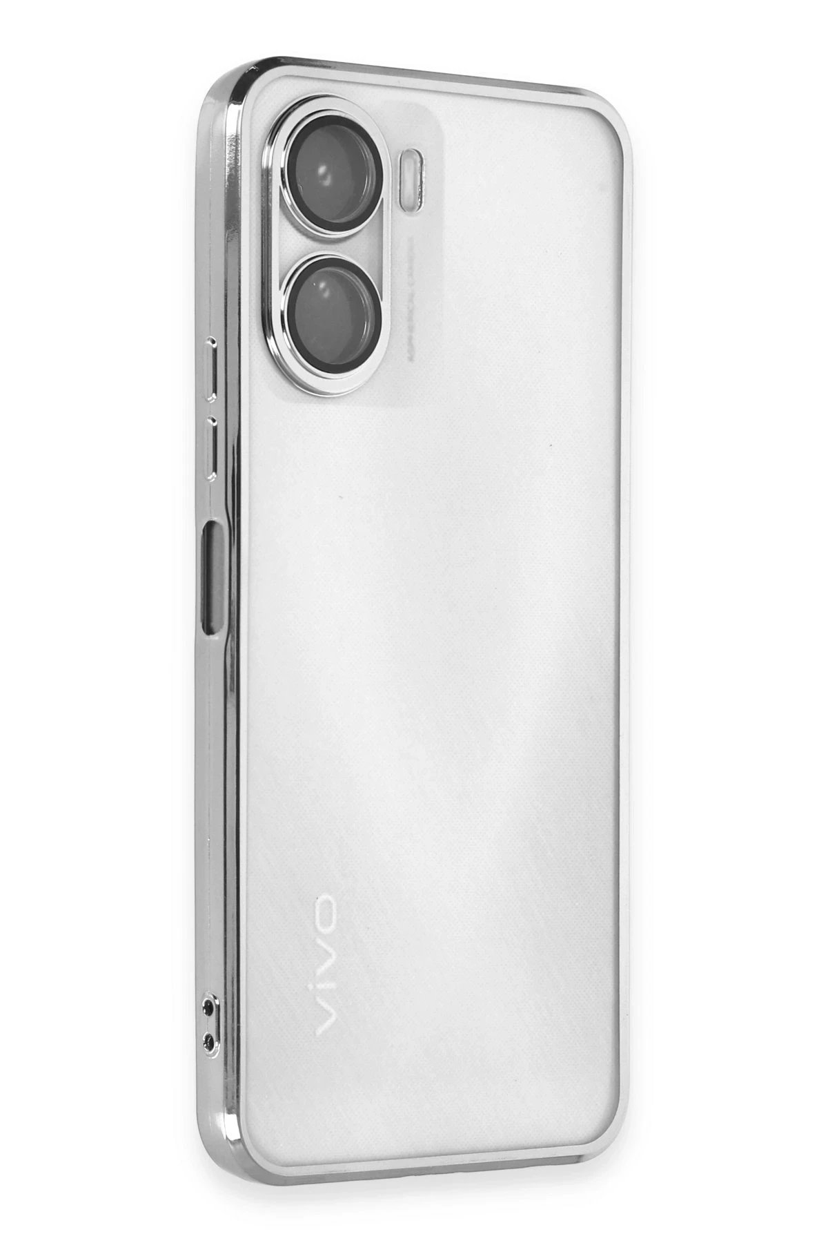 Vivo Y16 Kılıf Lensli Silikon - Gümüş-(5796)