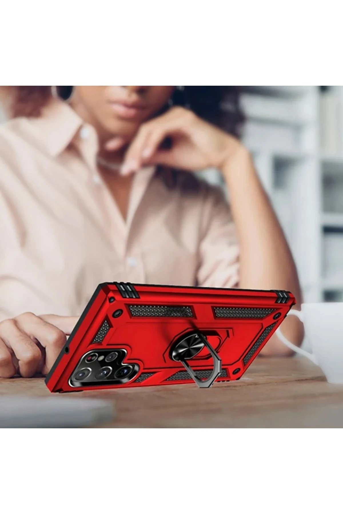 Samsung Galaxy A14 4G Kılıf Sofya Yüzüklü Silikon Kapak - Lacivert-(5796) - Görsel 5