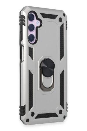 Samsung Galaxy A14 4G Kılıf Sofya Yüzüklü Silikon Kapak - Gümüş-(5796)