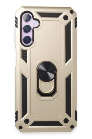 Samsung Galaxy A24 4G Kılıf Sofya Yüzüklü Silikon Kapak - Gold-(5796)