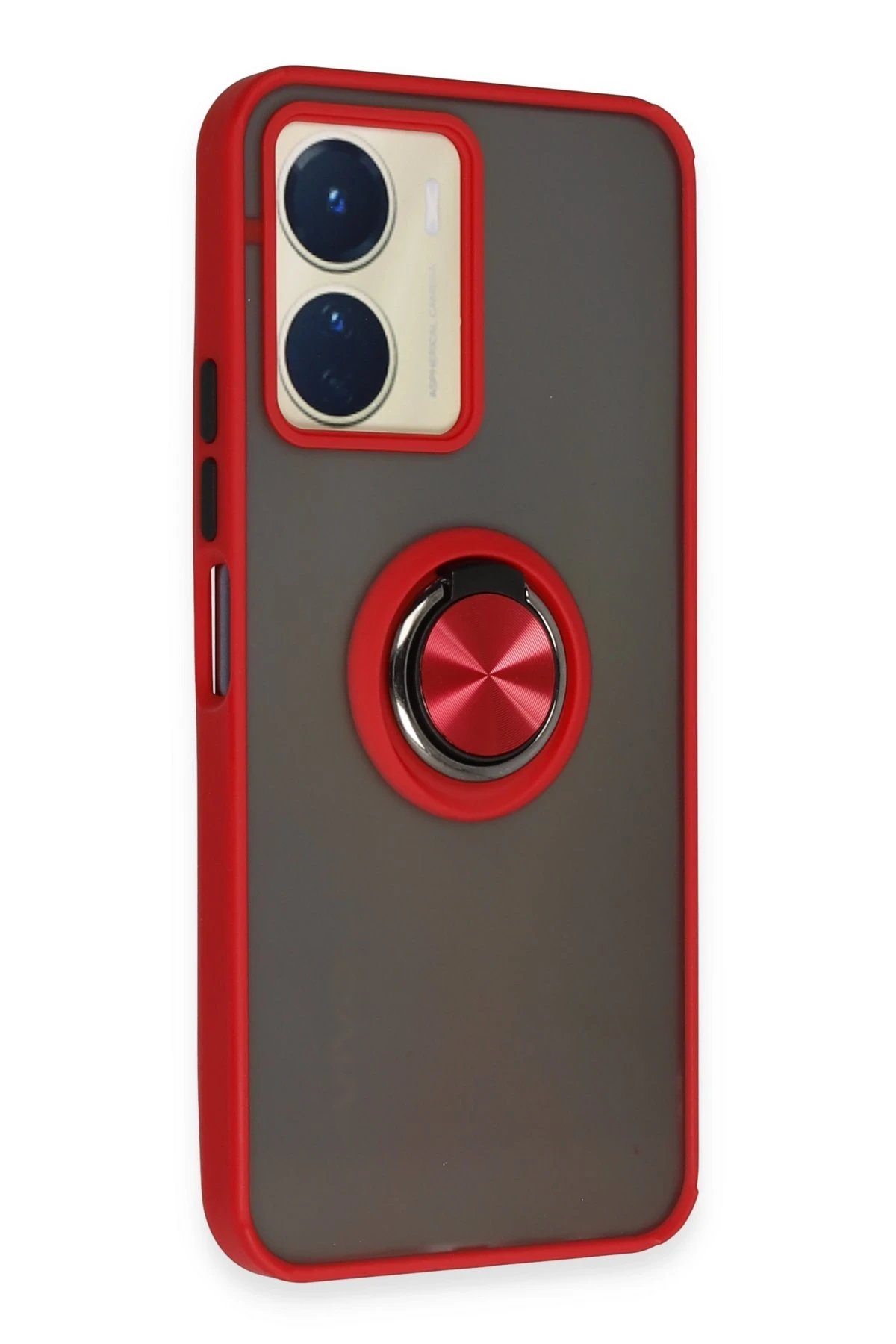 Vivo Y16 Kılıf Montreal Yüzüklü Silikon Kapak - Kırmızı-(5796) - Görsel 2