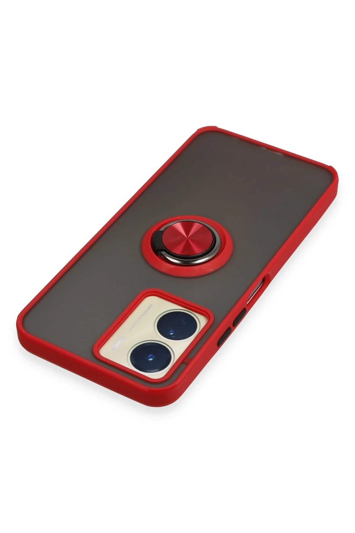 Vivo Y16 Kılıf Montreal Yüzüklü Silikon Kapak - Kırmızı-(5796) - Görsel 4