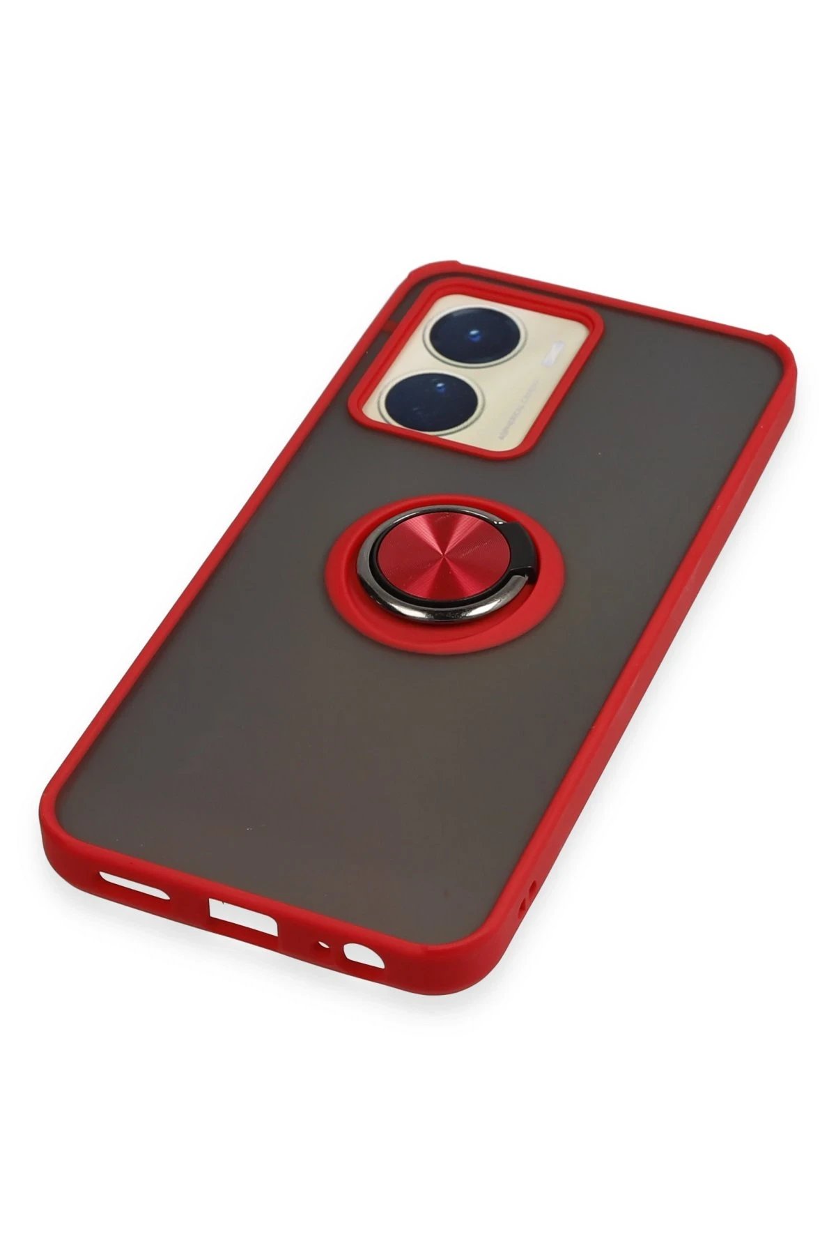 Vivo Y16 Kılıf Montreal Yüzüklü Silikon Kapak - Kırmızı-(5796) - Görsel 5