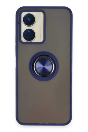 Vivo Y16 Kılıf Montreal Yüzüklü Silikon Kapak - Lacivert-(5796)