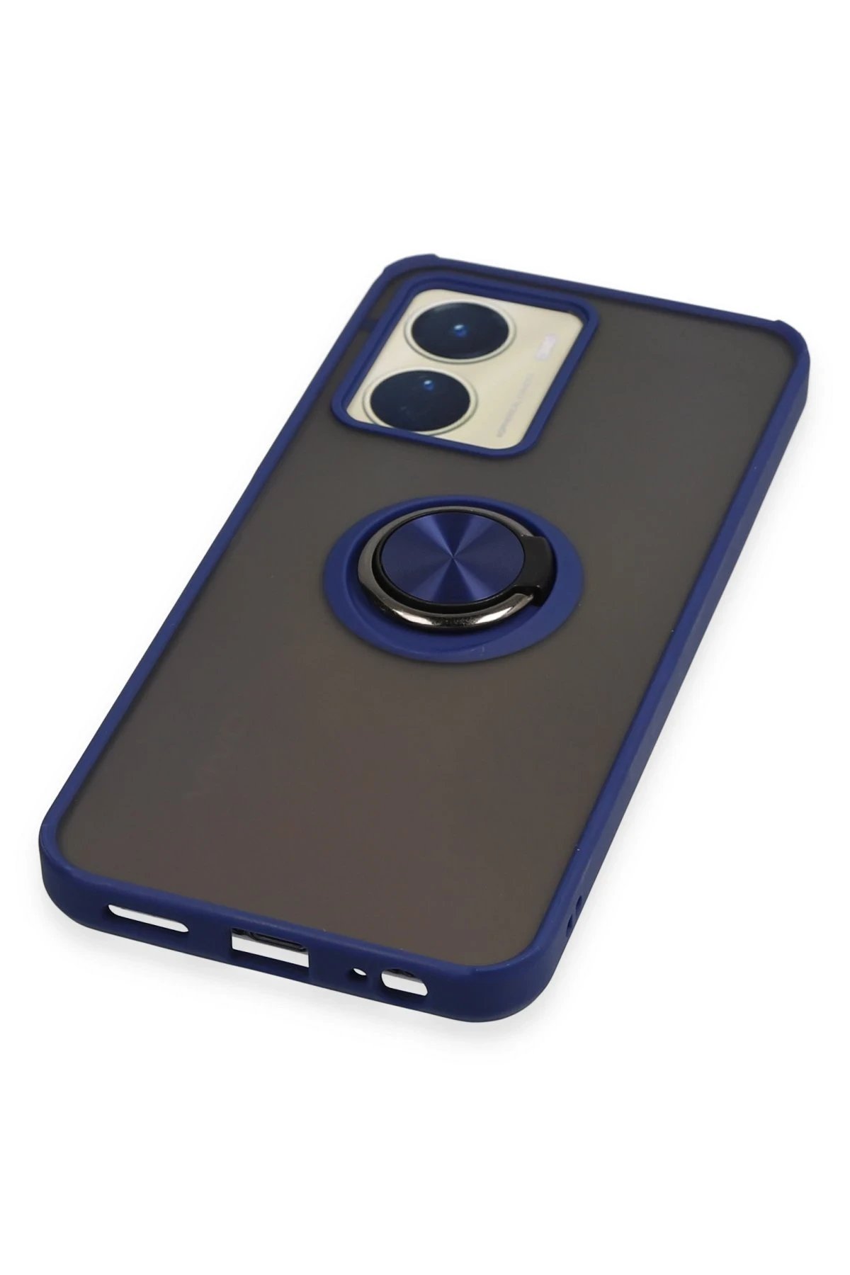 Vivo Y16 Kılıf Montreal Yüzüklü Silikon Kapak - Lacivert-(5796) - Görsel 5