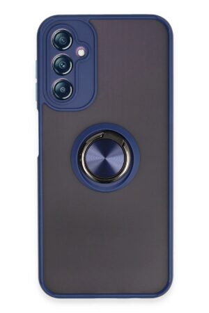 Samsung Galaxy A14 4G Kılıf Montreal Yüzüklü Silikon Kapak - Lacivert-(5796)