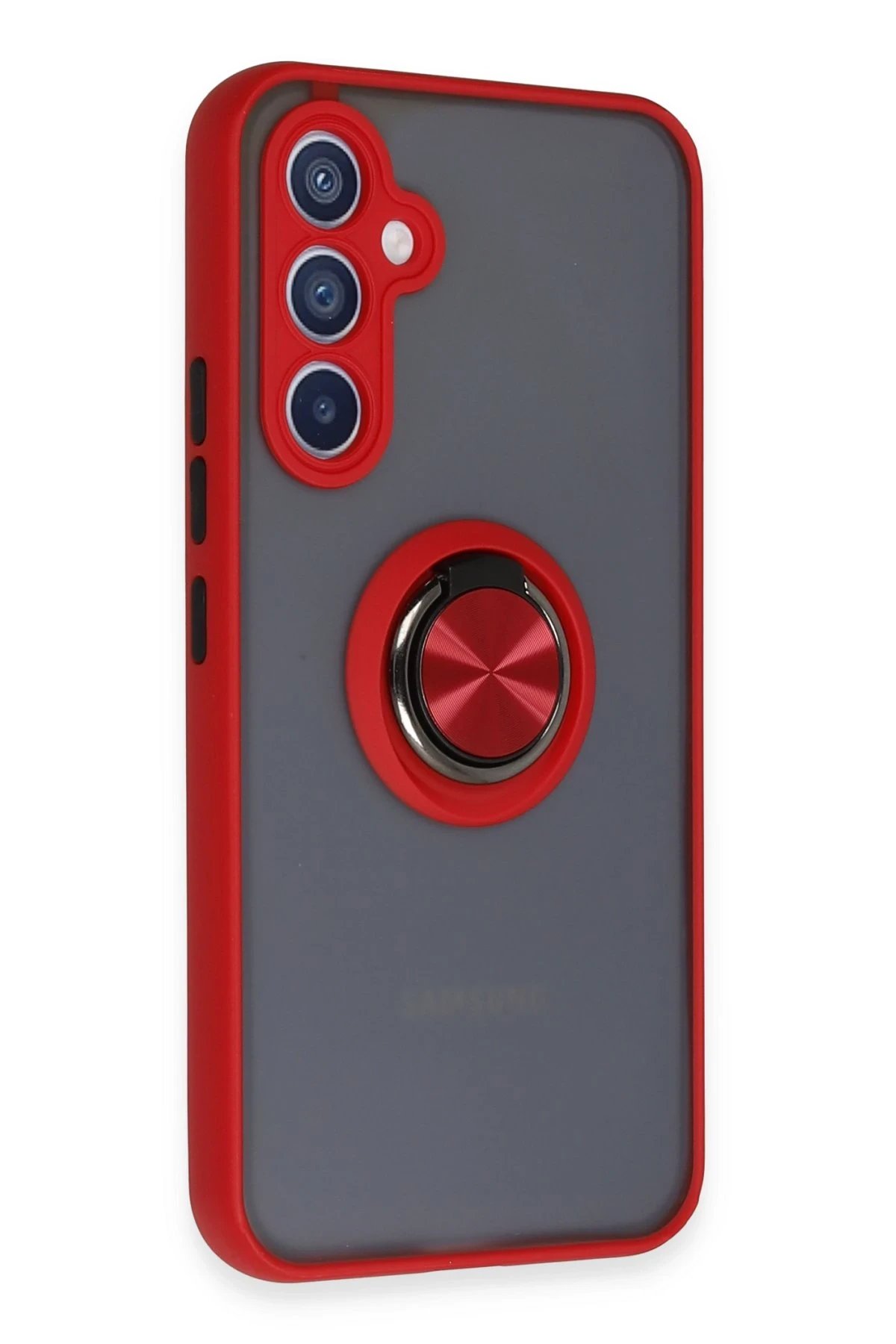Samsung Galaxy A34 5G Kılıf Montreal Yüzüklü Silikon Kapak - Kırmızı-(5796) - Görsel 2