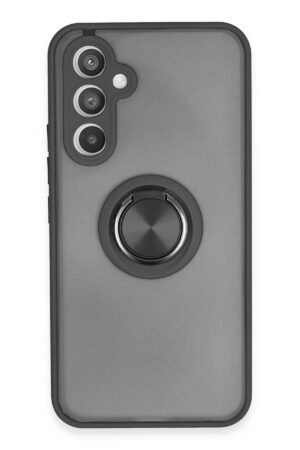 Samsung Galaxy A54 5G Kılıf Montreal Yüzüklü Silikon Kapak - Siyah-(5796)