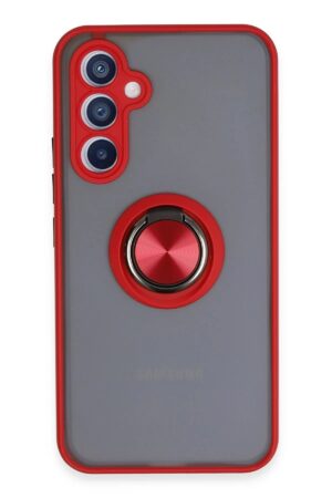 Samsung Galaxy A54 5G Kılıf Montreal Yüzüklü Silikon Kapak - Kırmızı-(5796)