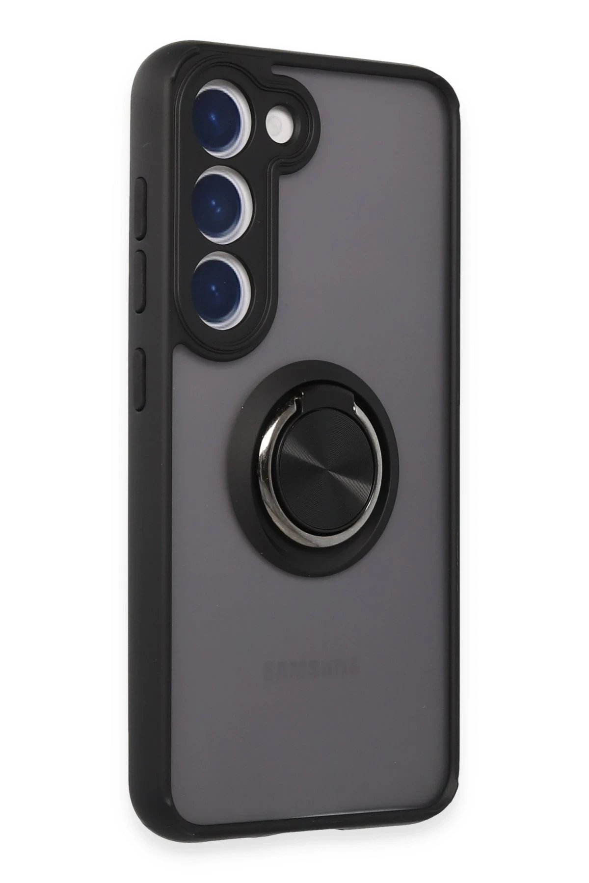 Samsung Galaxy S23 Kılıf Montreal Yüzüklü Silikon Kapak - Siyah-(5796) - Görsel 2