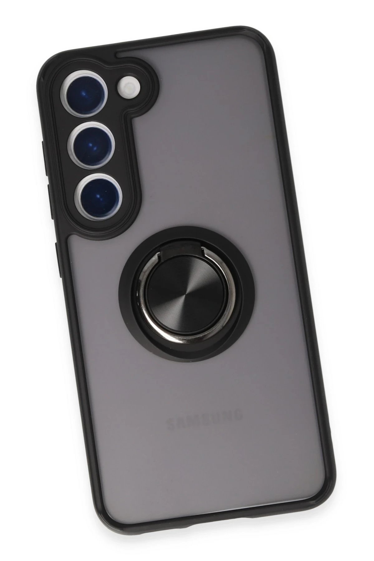 Samsung Galaxy S23 Kılıf Montreal Yüzüklü Silikon Kapak - Siyah-(5796) - Görsel 4