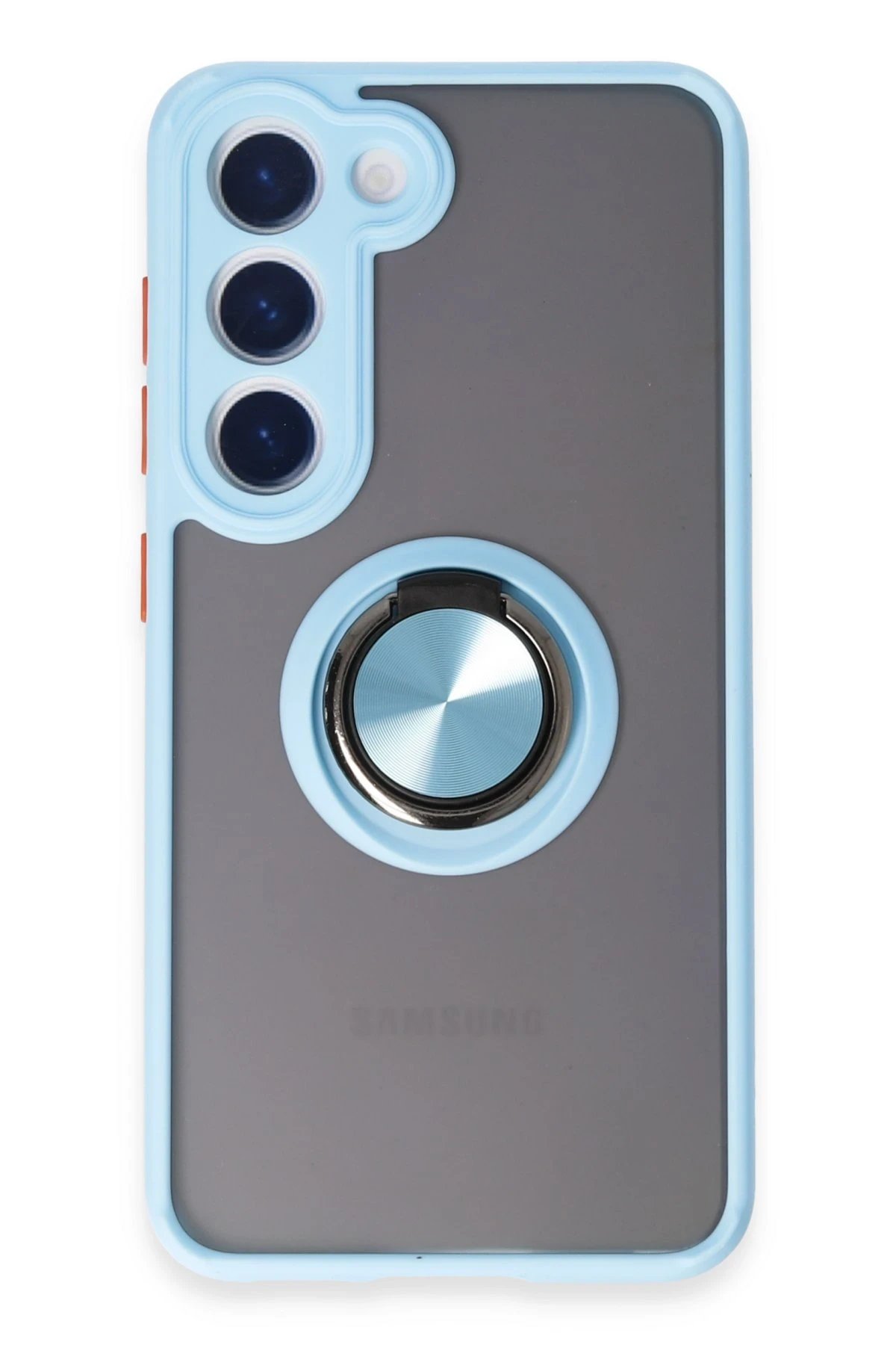 Samsung Galaxy S23 Kılıf Montreal Yüzüklü Silikon Kapak - Buz Mavi-(5796)