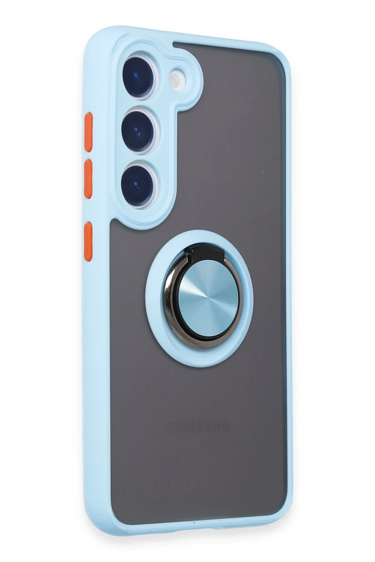 Samsung Galaxy S23 Kılıf Montreal Yüzüklü Silikon Kapak - Buz Mavi-(5796) - Görsel 2