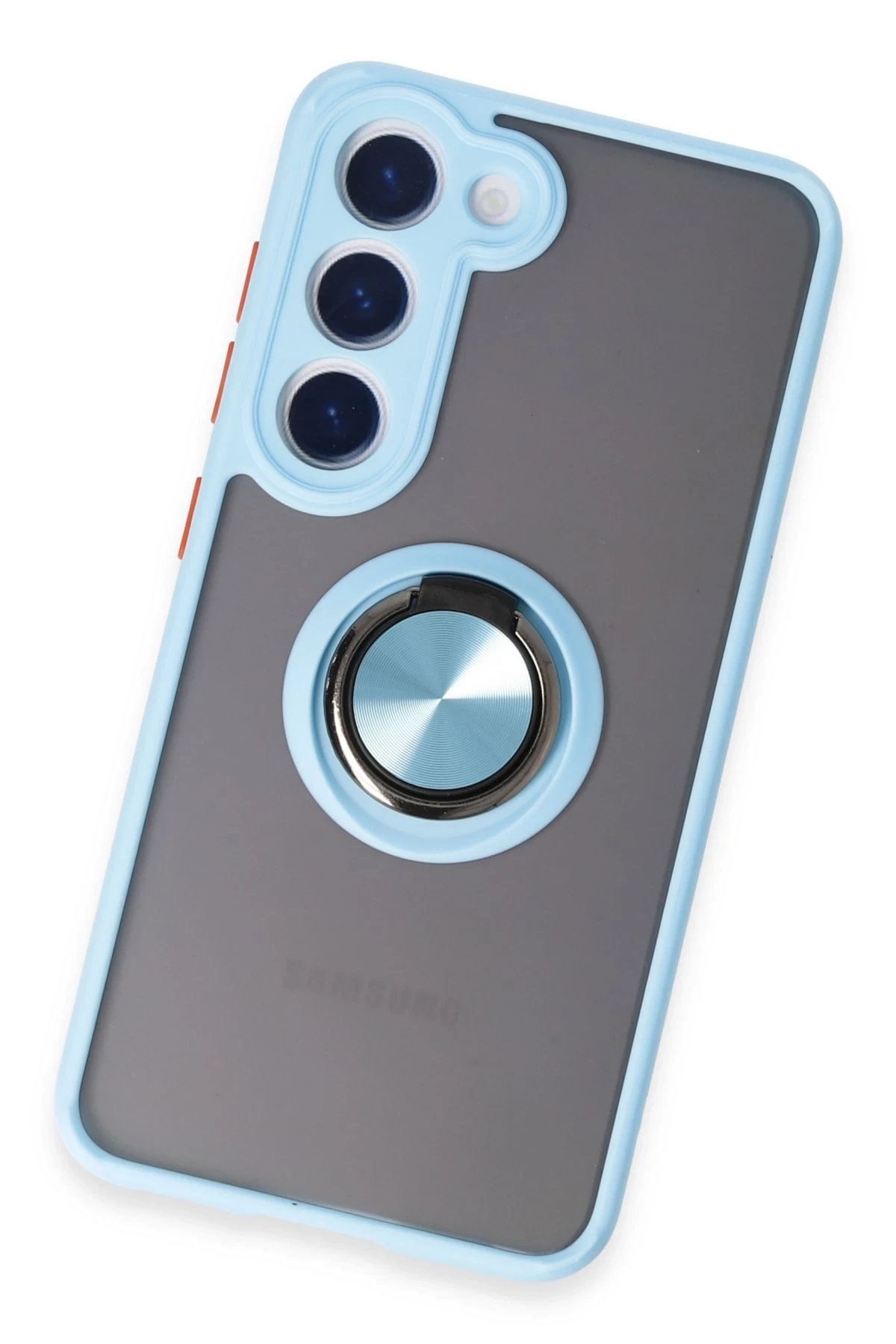 Samsung Galaxy S23 Kılıf Montreal Yüzüklü Silikon Kapak - Buz Mavi-(5796) - Görsel 3