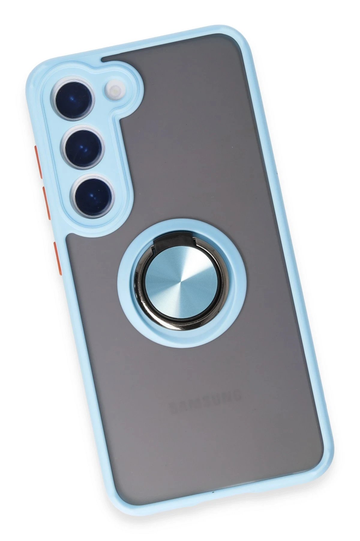 Samsung Galaxy S23 Kılıf Montreal Yüzüklü Silikon Kapak - Buz Mavi-(5796) - Görsel 4