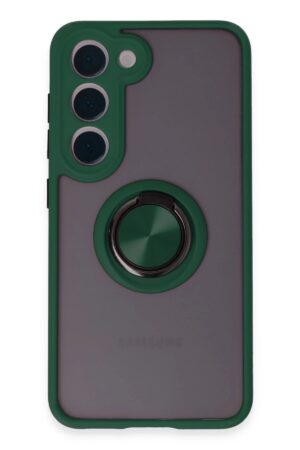 Samsung Galaxy S23 Kılıf Montreal Yüzüklü Silikon Kapak - Yeşil-(5796)