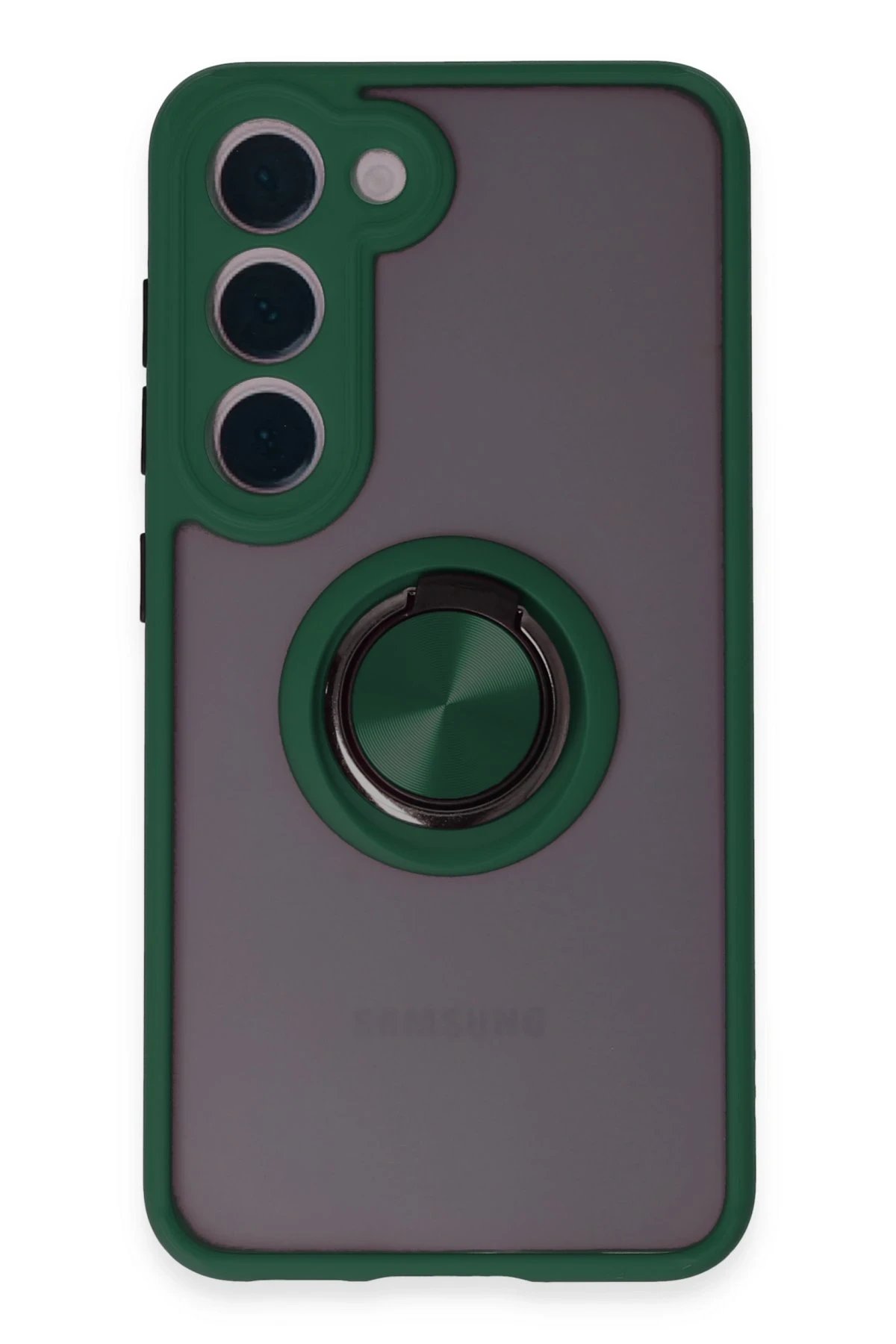 Samsung Galaxy S23 Kılıf Montreal Yüzüklü Silikon Kapak - Yeşil-(5796)