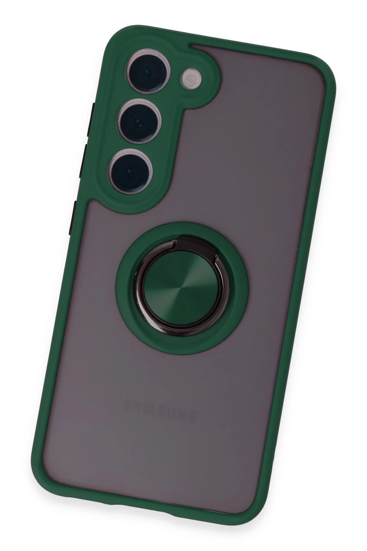 Samsung Galaxy S23 Kılıf Montreal Yüzüklü Silikon Kapak - Yeşil-(5796) - Görsel 3