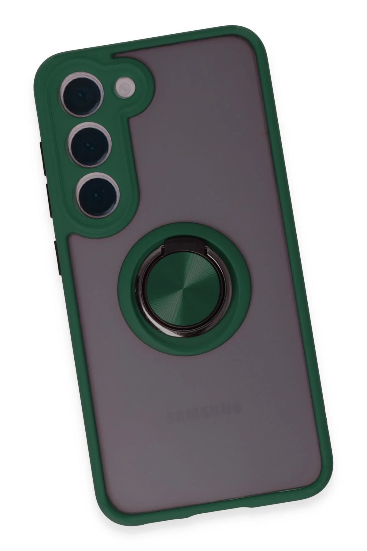 Samsung Galaxy S23 Kılıf Montreal Yüzüklü Silikon Kapak - Yeşil-(5796) - Görsel 4