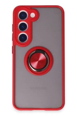 Samsung Galaxy S23 Kılıf Montreal Yüzüklü Silikon Kapak - Kırmızı-(5796)