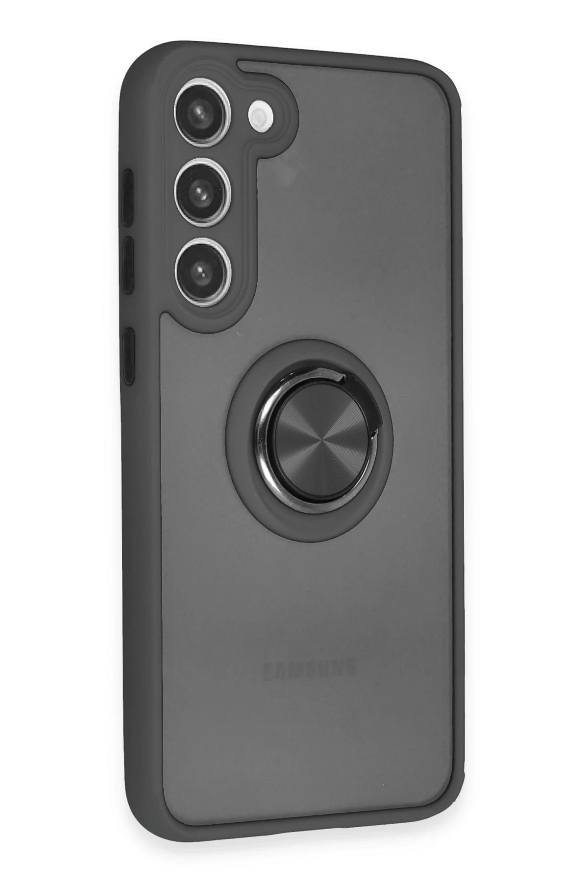 Samsung Galaxy S23 Plus Kılıf Montreal Yüzüklü Silikon Kapak - Siyah-(5796) - Görsel 2