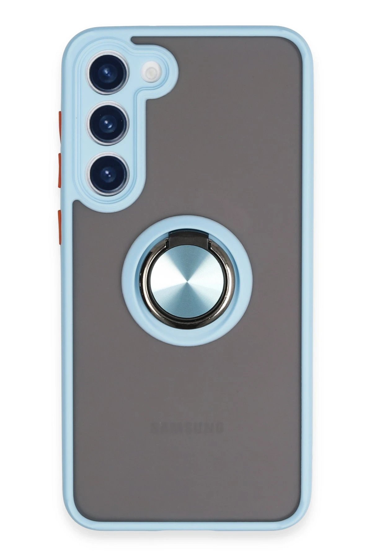 Samsung Galaxy S23 Plus Kılıf Montreal Yüzüklü Silikon Kapak - Buz Mavi-(5796)