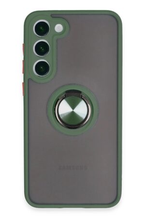 Samsung Galaxy S23 Plus Kılıf Montreal Yüzüklü Silikon Kapak - Yeşil-(5796)