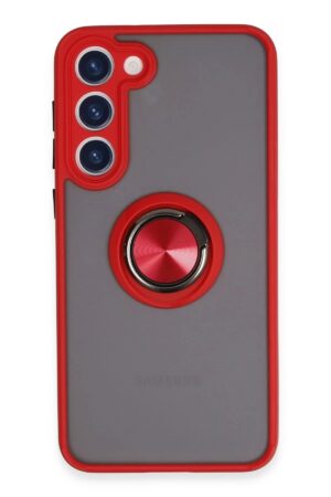 Samsung Galaxy S23 Plus Kılıf Montreal Yüzüklü Silikon Kapak - Kırmızı-(5796)