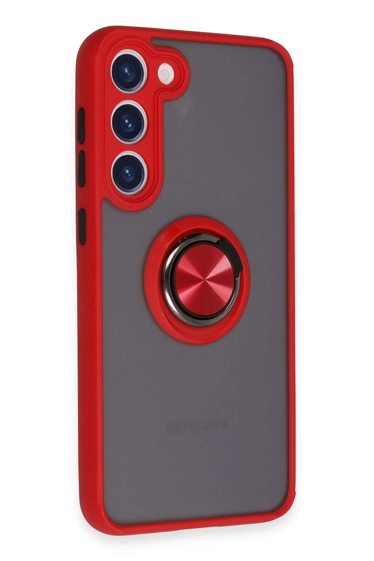 Samsung Galaxy S23 Plus Kılıf Montreal Yüzüklü Silikon Kapak - Kırmızı-(5796) - Görsel 2