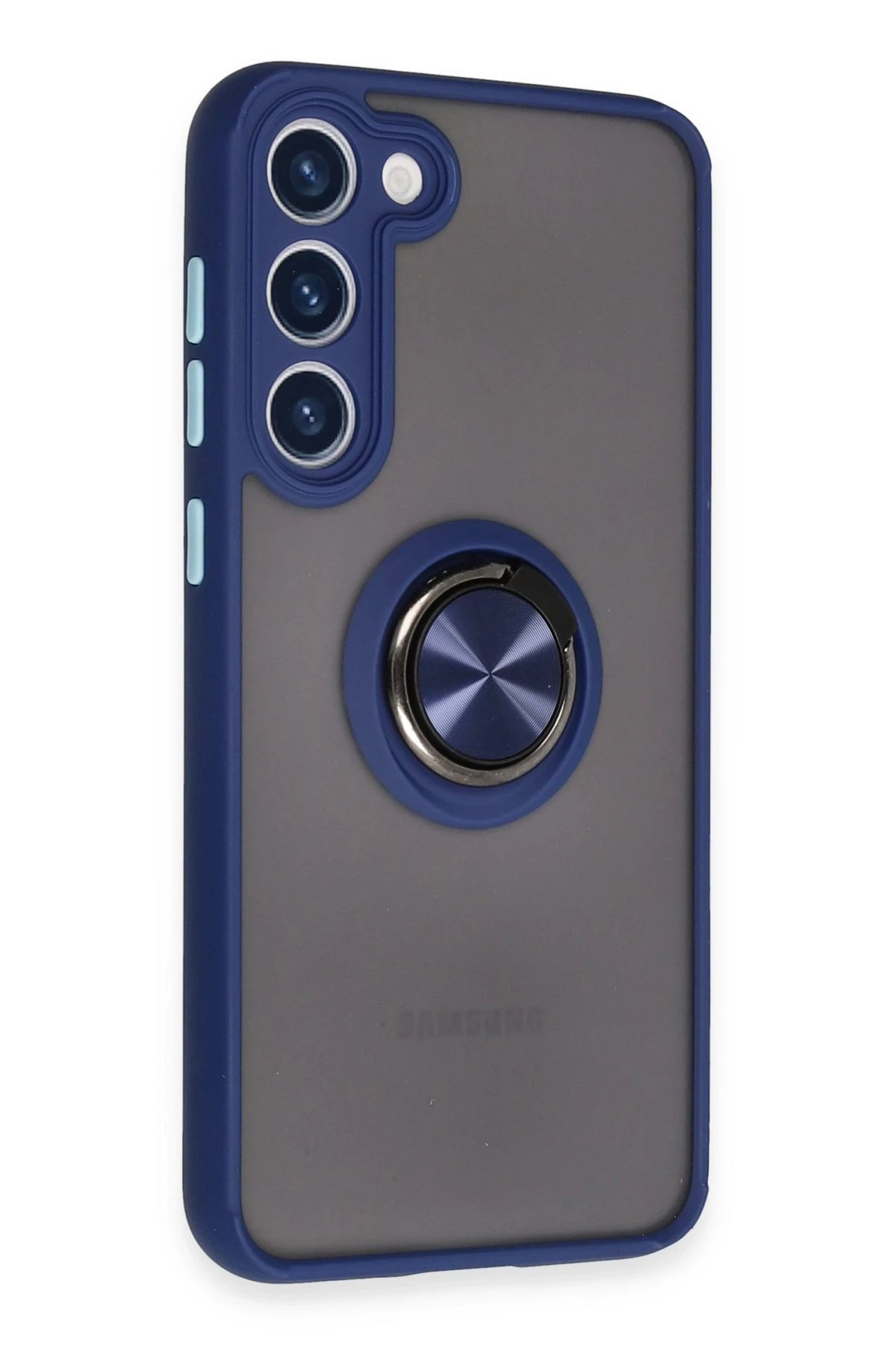 Samsung Galaxy S23 Plus Kılıf Montreal Yüzüklü Silikon Kapak - Lacivert-(5796) - Görsel 2