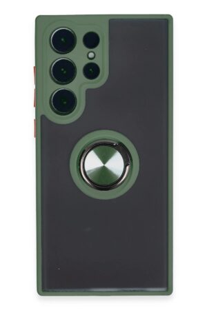 Samsung Galaxy S23 Ultra Kılıf Montreal Yüzüklü Silikon Kapak - Yeşil-(5796)