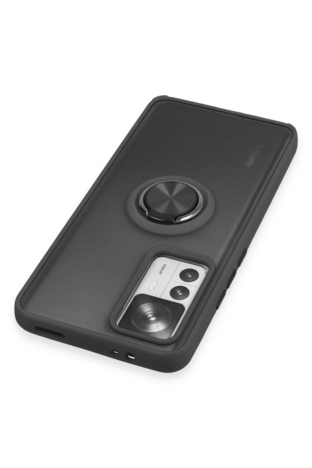 Xiaomi Mi 12T Pro Kılıf Montreal Yüzüklü Silikon Kapak - Siyah-(5796) - Görsel 4