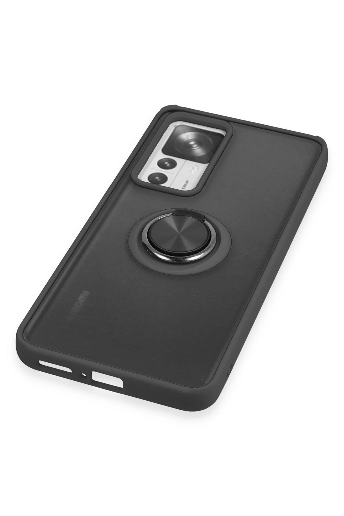 Xiaomi Mi 12T Pro Kılıf Montreal Yüzüklü Silikon Kapak - Siyah-(5796) - Görsel 5