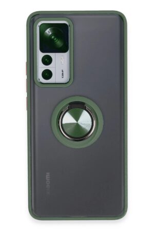 Xiaomi Mi 12T Pro Kılıf Montreal Yüzüklü Silikon Kapak - Yeşil-(5796)