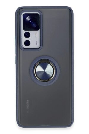 Xiaomi Mi 12T Pro Kılıf Montreal Yüzüklü Silikon Kapak - Lacivert-(5796)