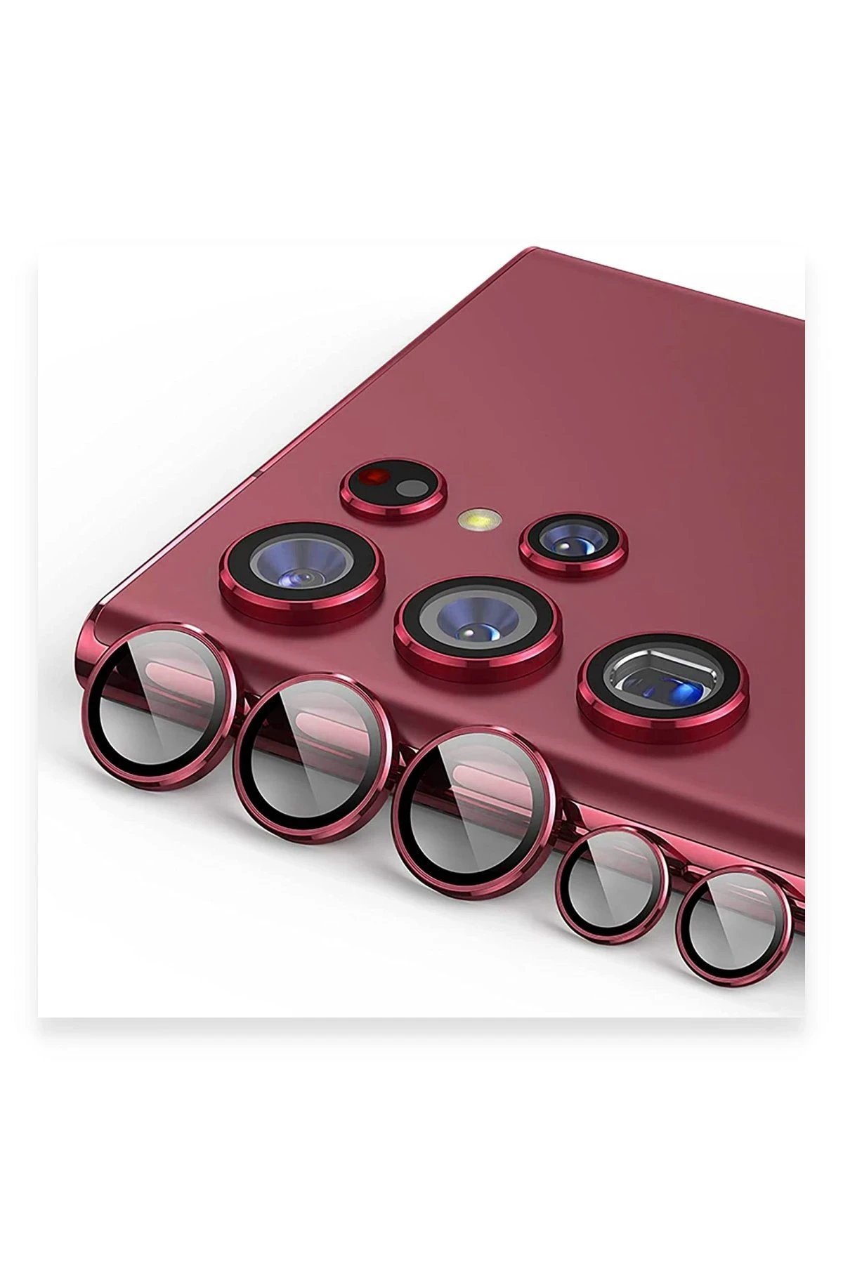 Samsung Galaxy S23 Ultra Valdez Metal Kamera Lens - Kırmızı-(5796)