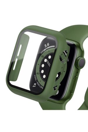 Apple Watch 41mm Camlı Kasa Ekran Koruyucu - Koyu Yeşil-(5796)