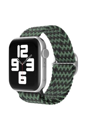 Apple Watch 38mm Star Kordon - Zigzag Yeşil-Siyah-(5796)