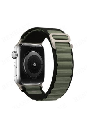 Apple Watch 42mm Mountain Kordon - Siyah-Yeşil-(5796)