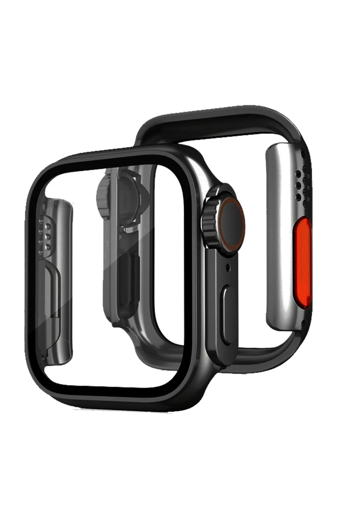 Apple Watch 41mm Watch 49mm Kasa Dönüştürücü ve Ekran Koruyucu - Siyah-(5796)