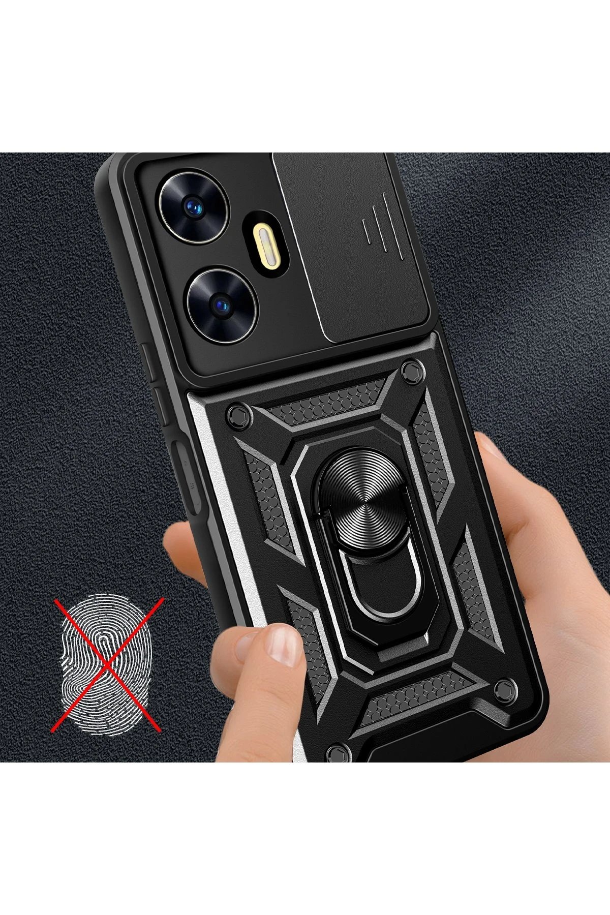 Realme C55 Kılıf Pars Lens Yüzüklü Silikon - Lacivert-(5796) - Görsel 3