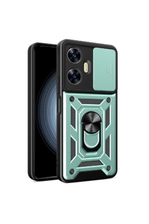 Realme C55 Kılıf Pars Lens Yüzüklü Silikon - Yeşil-(5796)