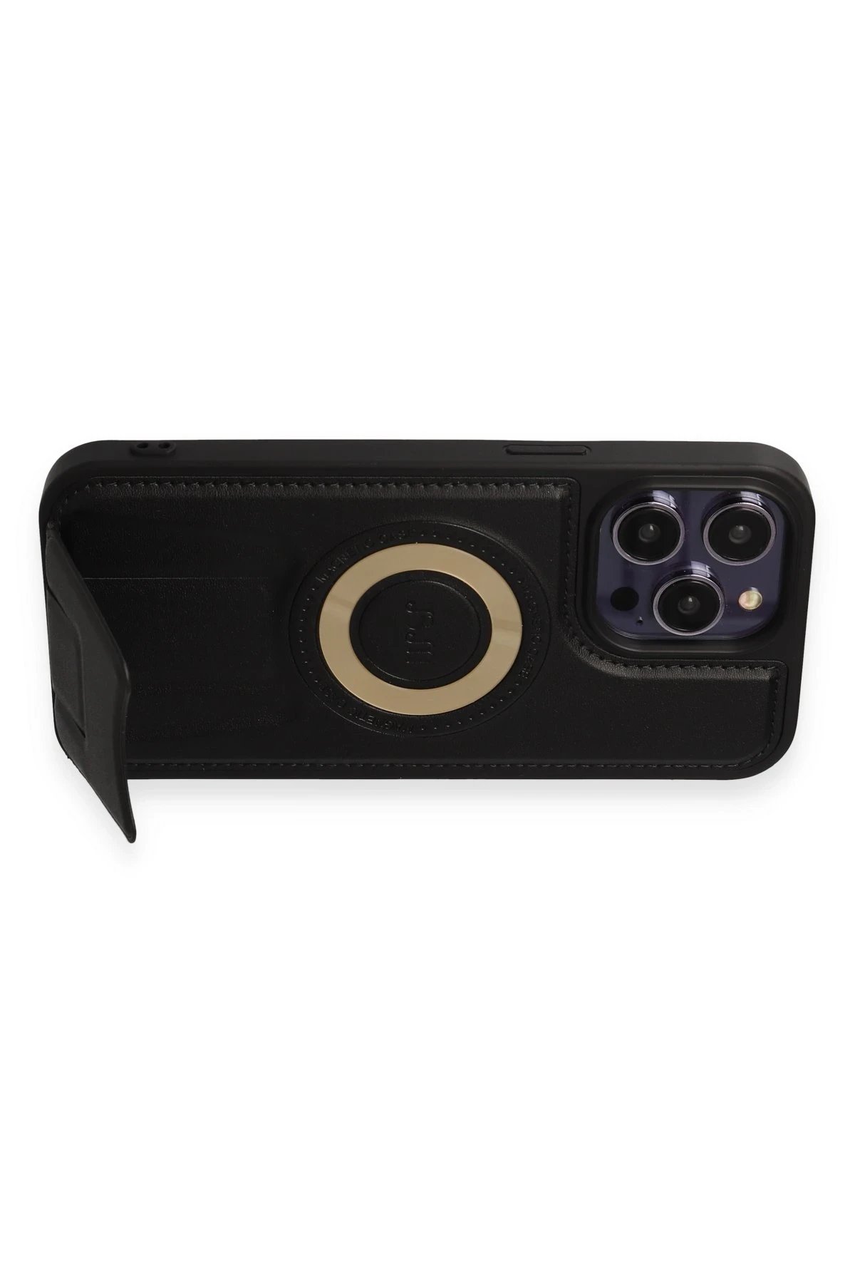 iPhone 13 Pro Max Kılıf Merkür Magneticsafe Standlı Kapak - Siyah-(5796) - Görsel 3