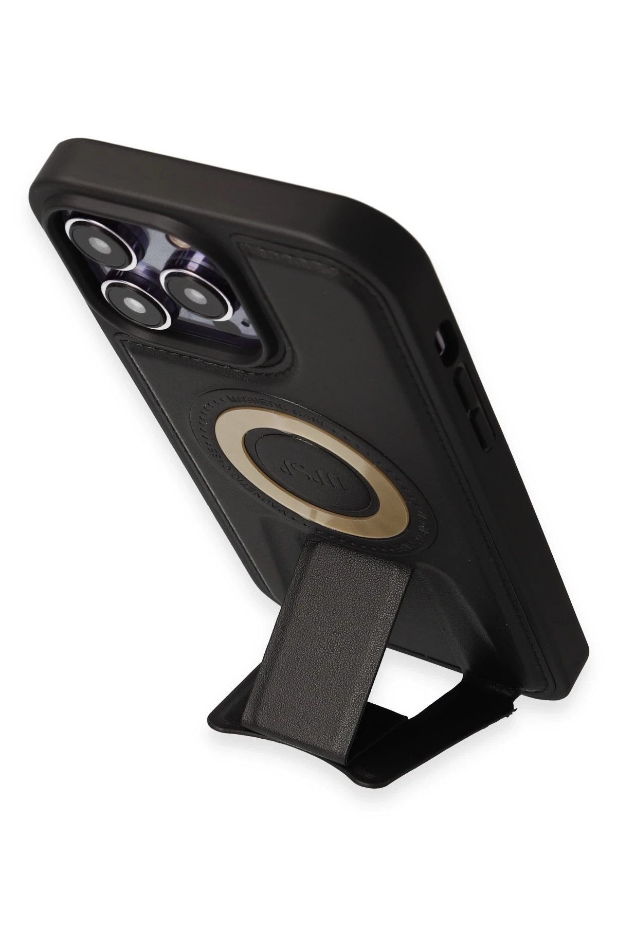 iPhone 13 Pro Max Kılıf Merkür Magneticsafe Standlı Kapak - Siyah-(5796) - Görsel 4