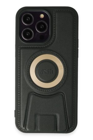 iPhone 14 Pro Kılıf Merkür Magneticsafe Standlı Kapak - Koyu Yeşil-(5796)