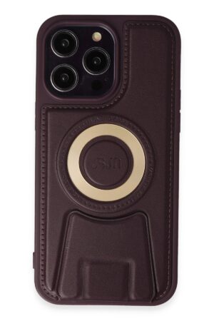 iPhone 14 Pro Kılıf Merkür Magneticsafe Standlı Kapak - Derin Mor-(5796)