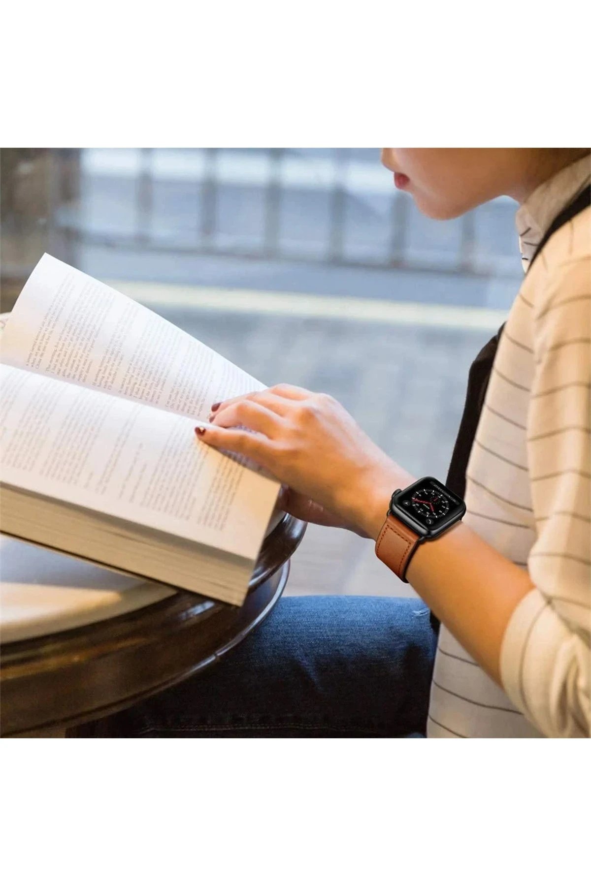 Apple Watch 38mm KR415 Luaz Deri Kordon - Beyaz-(5796) - Görsel 5