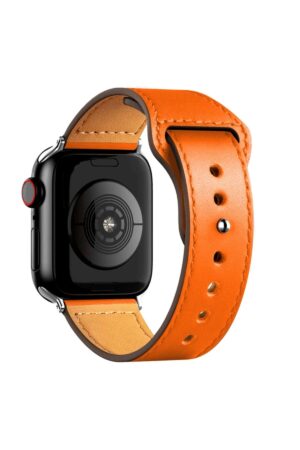 Apple Watch 42mm KR415 Luaz Deri Kordon - Turuncu-(5796)