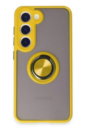 Samsung Galaxy S23 Kılıf Montreal Yüzüklü Silikon Kapak - Sarı-(5796)