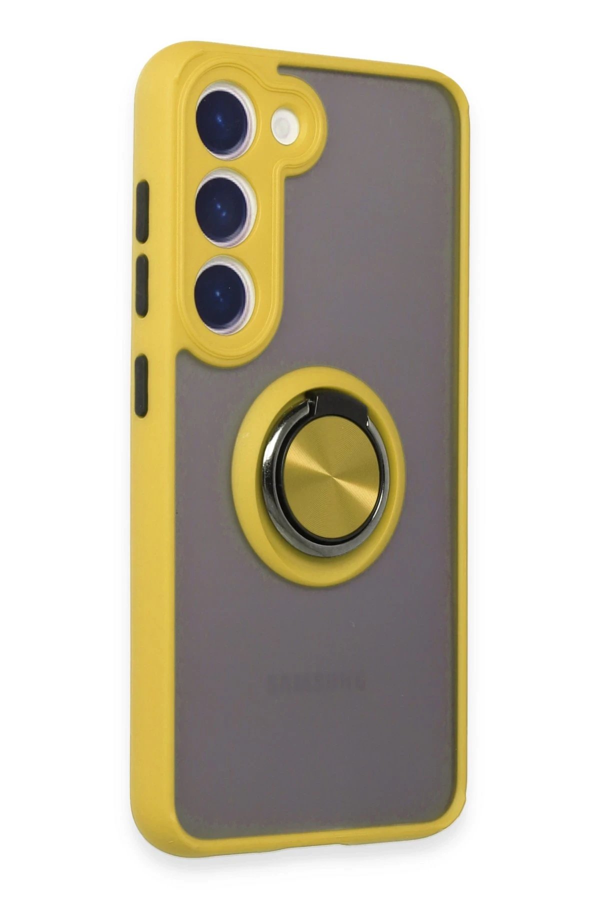 Samsung Galaxy S23 Kılıf Montreal Yüzüklü Silikon Kapak - Sarı-(5796) - Görsel 2